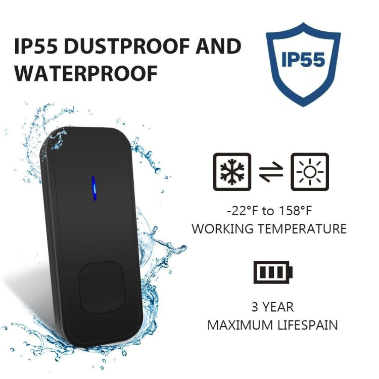 N15K-2T1-B 110dB IP55 Waterproof Wireless Doorbell, Receiver x 1 and Transmitter x 2, US Plug, N15K-2T1-B N15K-2T1-B 110dB IP55 Waterproof Wireless Doorbell, Receiver x 1 and Transmitter x 2, US Plug, N15K-2T1-B